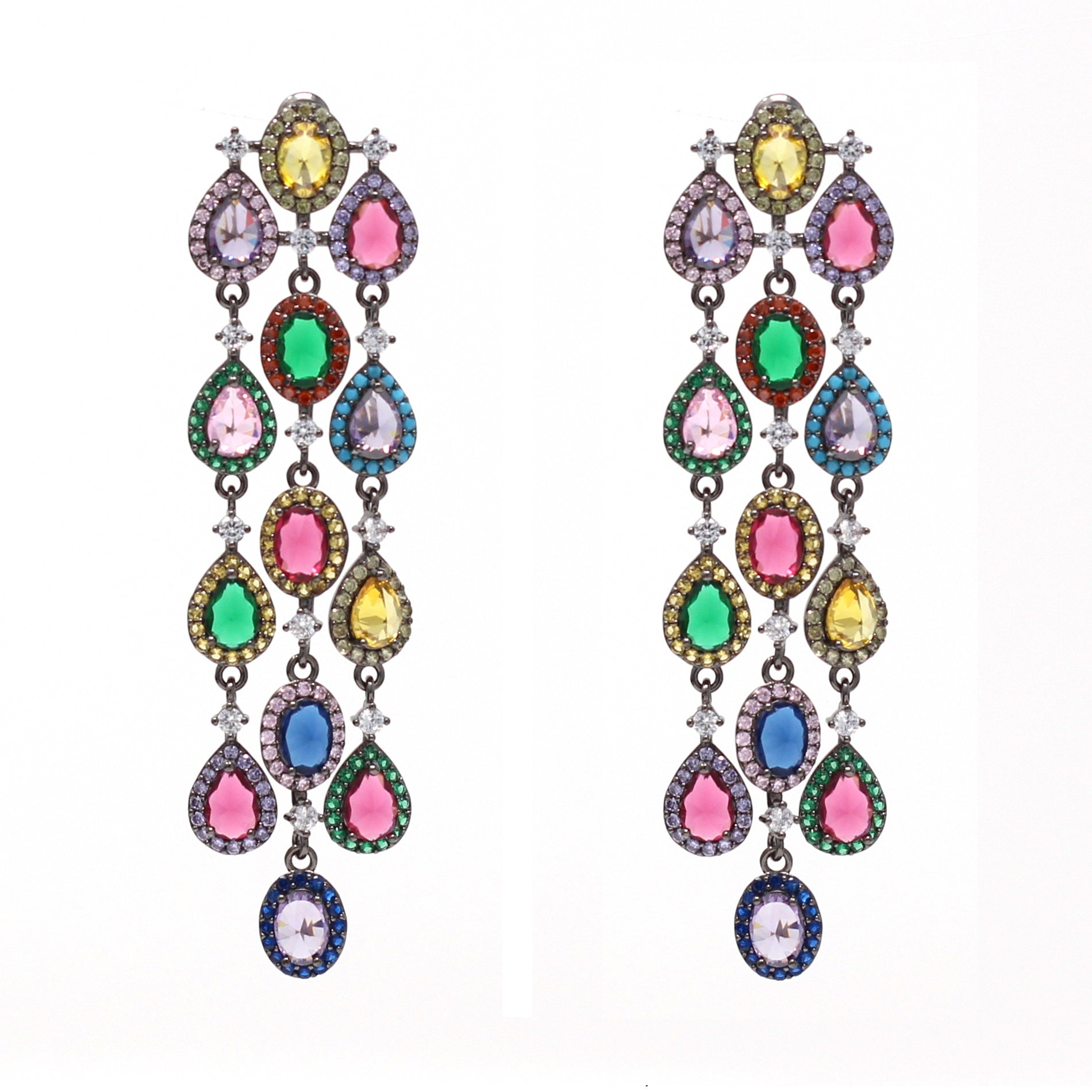 Black chandelier earrings Rainbow