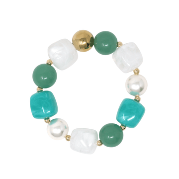 Statement Beaded Bracelet – Gold Plated – Ocean Turquoise