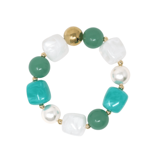 Statement Beaded Bracelet – Gold Plated – Ocean Turquoise