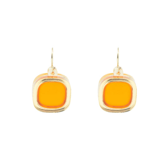 Frosted small wire earrings orange on white background