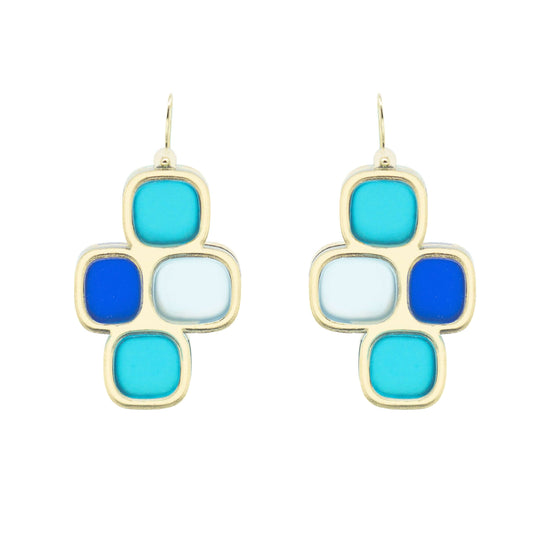 Frosted statement wire earrings gold winter on white background
