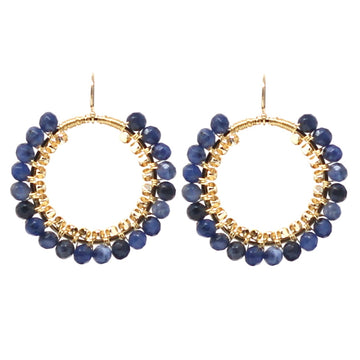 Sodalite Drop Hoop Earrings – Gold Plated – Lapis Blue