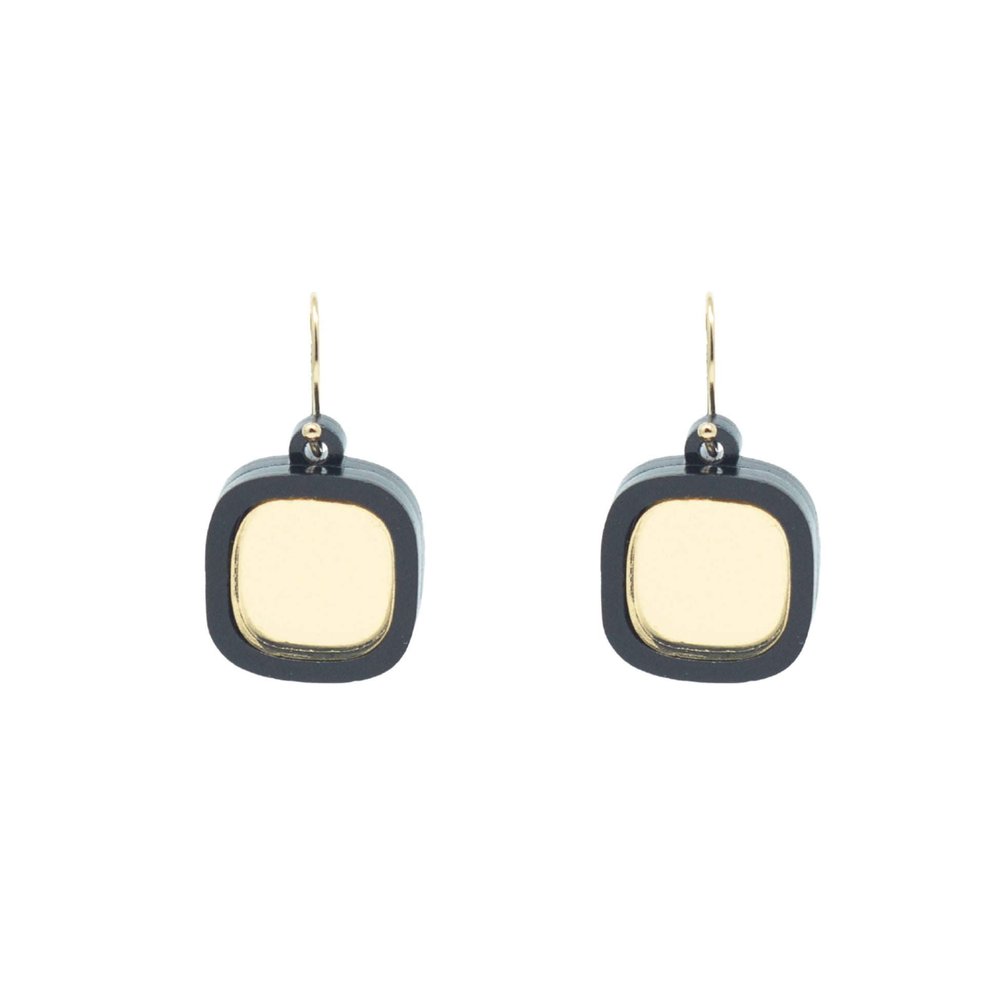Mirror small wire earrings on white background