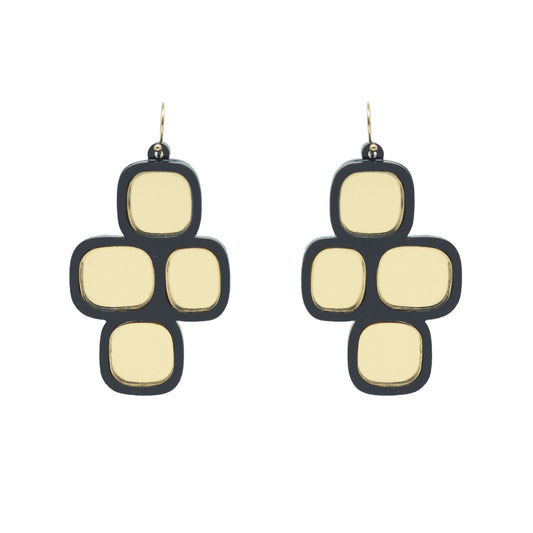 Mirror statement wire earrings on white background