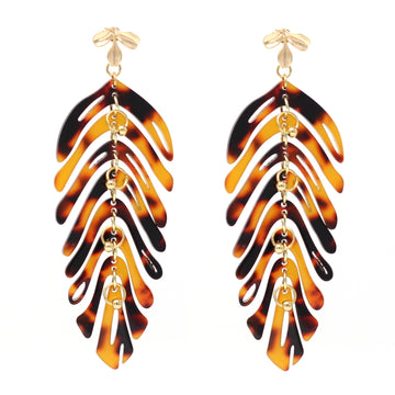 Leaf Earrings – Gold Plated – Wood Brown