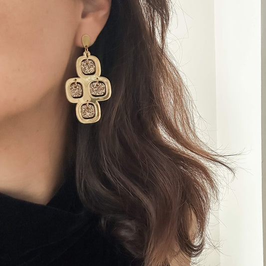 Sparkling Pavés Statement Earrings – Gold