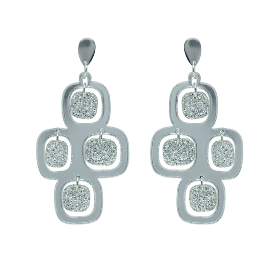 Sparkling Pavés Statement Earrings – Silver