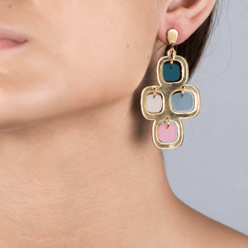 Frosted Pavés Statement Earrings – Multicolour