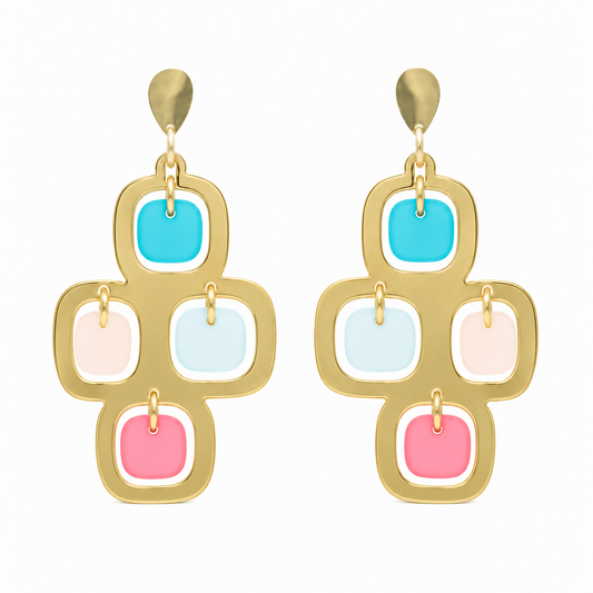 Frosted Pavés Statement Earrings – Multicolour