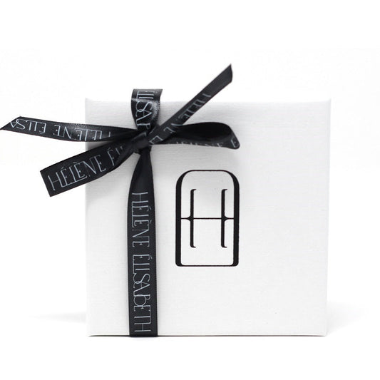 Hélène Elisabeth jewellery packaging with closed signature gift box, elegant and ready to gift