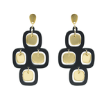 Mirror Pavés Statement Earrings – Black & Gold