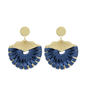 Statement Shell Earrings - Navy & Gold