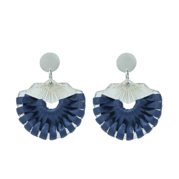 Statement Shell Earrings - Navy & Silver