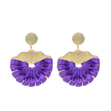 Statement Shell Earrings - Purple & Gold