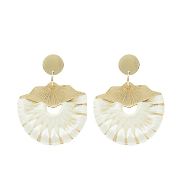 Statement Shell Earrings - White & Gold