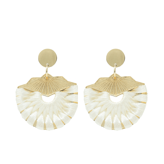 Statement Shell Earrings - White & Gold