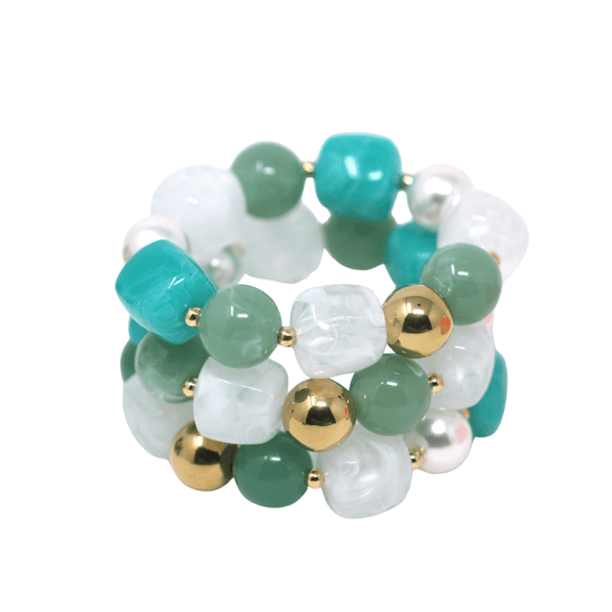 Ocean turquoise statement beaded bracelet _ holiday jewellery from the Douceur Acidulée collection by Hélène Elisabeth