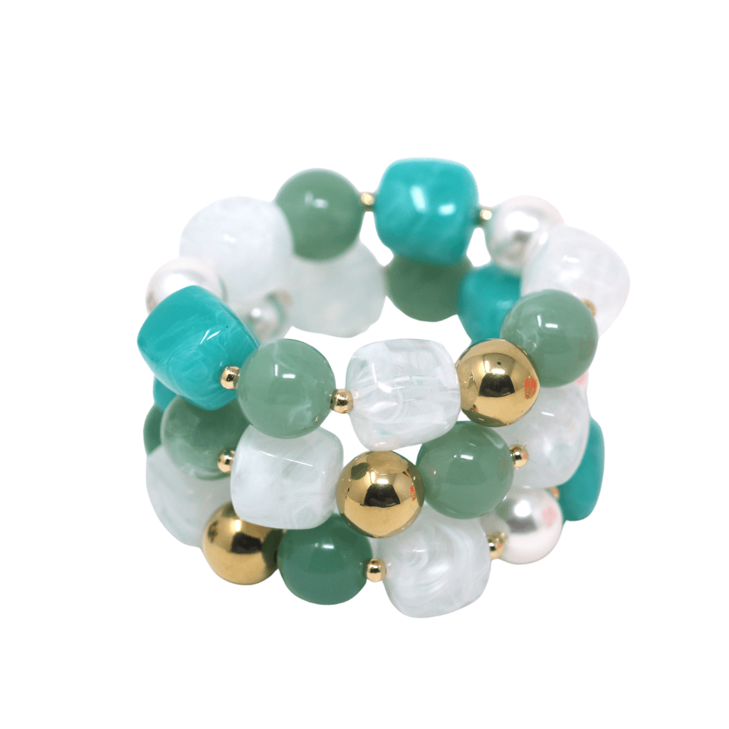 Ocean turquoise statement beaded bracelet _ holiday jewellery from the Douceur Acidulée collection by Hélène Elisabeth