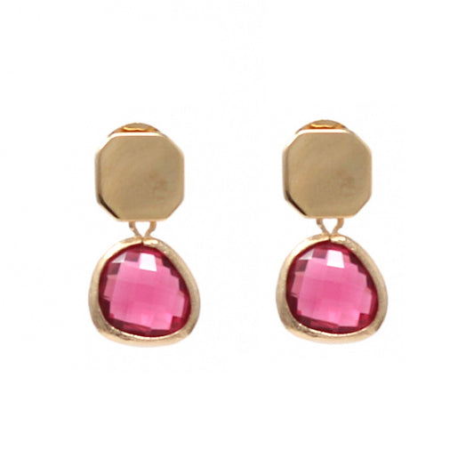 Faceted drop earrings - Hot Pink