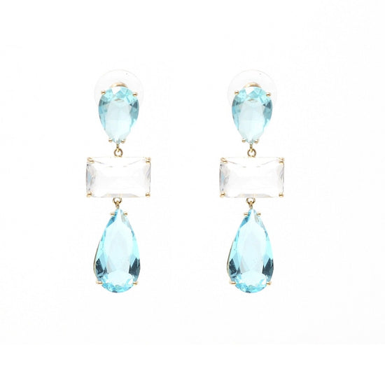 Coloured stone drop earrings blue
