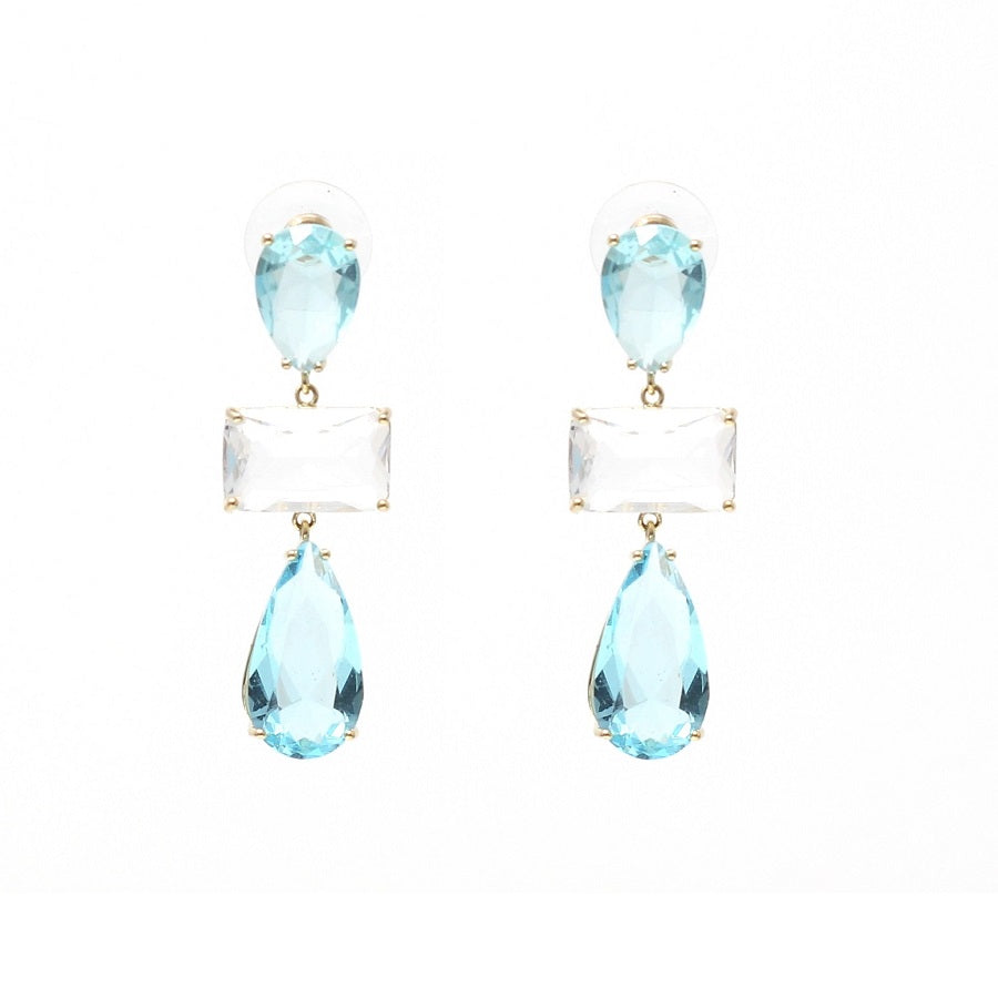 Coloured stone drop earrings blue