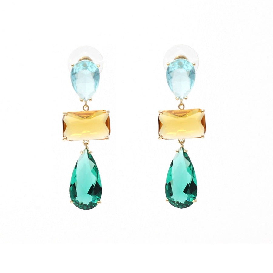 Coloured stone drop earrings green