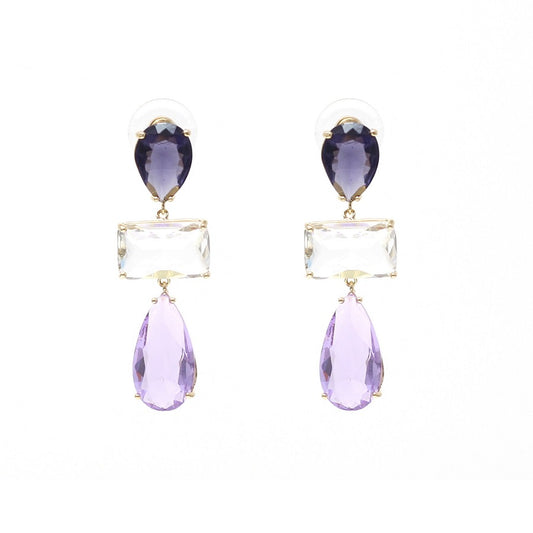 Coloured stone drop earrings purple