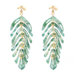 Long leaf earrings forest green