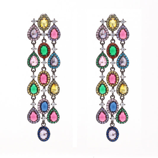 Black chandelier earrings Rainbow